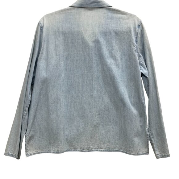 J Jill Blue Light Wash Denim Over-Shirt, Medium, Cotton Chambray Metal Buttons - Picture 8 of 10